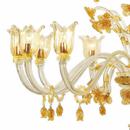 "Stevie" lampara de araña de Murano - 12+8+4 luces - transparente y oro