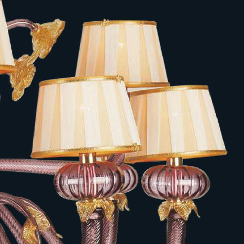 "Edgar" Murano glass chandelier with lampshades - 8+4 light - amethyst and gold