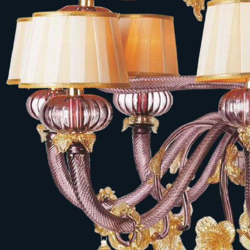 "Edgar" Murano glas Kronleuchter mit lampenschirmen - 8+4 flammig - amethyst und gold