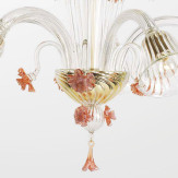 "Megan" lampara de araña de Murano - 5 luces - transparente y rosa