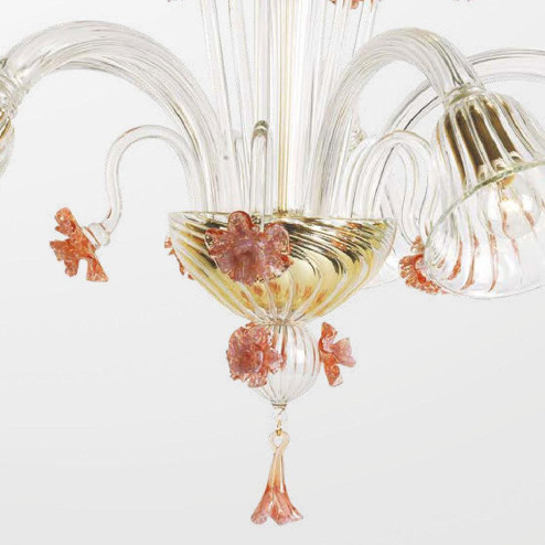 "Megan" Murano glas Kronleuchter - 5 flammig - transparente und rosa