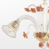 "Megan" lampara de araña de Murano - 5 luces - transparente y rosa