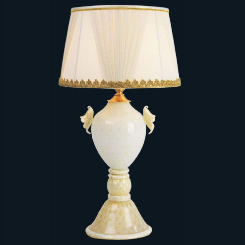 "Kelsie" Murano glass bedside lamp - 1 light - white and gold