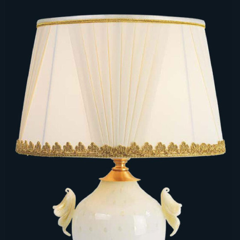 "Kelsie" lampe de chevet en verre de Murano - 1 lumière - blanc et or