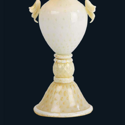 "Kelsie" lampara de mesita de noche de Murano - 1 luce - blanco y oro