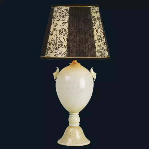 "Kelsie" Murano glass table lamp  - 1 light - white and gold