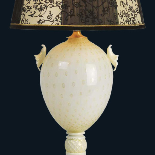 "Kelsie" lampe de table en verre de Murano - 1 lumière - blanc et or