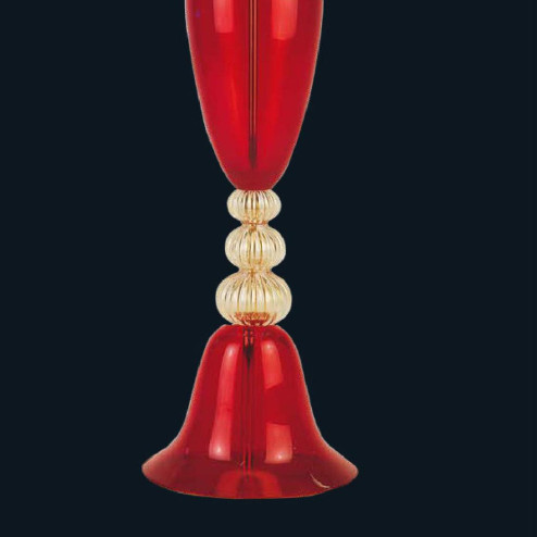 "Cayden" lampe de table en verre de Murano - 1 lumière - rouge et or