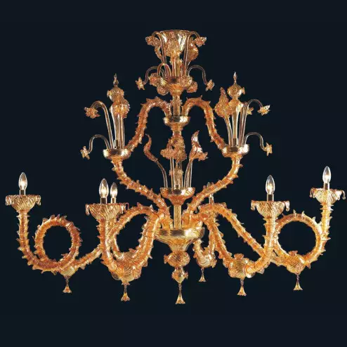 "Alec" Murano glass chandelier - 6 lights - amber