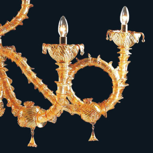 "Alec" Murano glass chandelier - 6 lights - amber