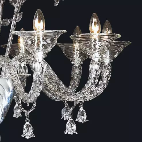 "Wendy" Murano glass chandelier - 10 lights - trensparent