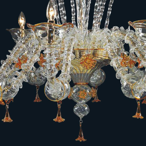 "Skylah" lampara de araña de Murano - 12 luces - transparente y ámbar