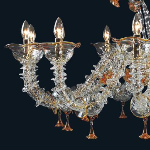 "Skylah" Murano glass chandelier - 12 lights - transparent and amber