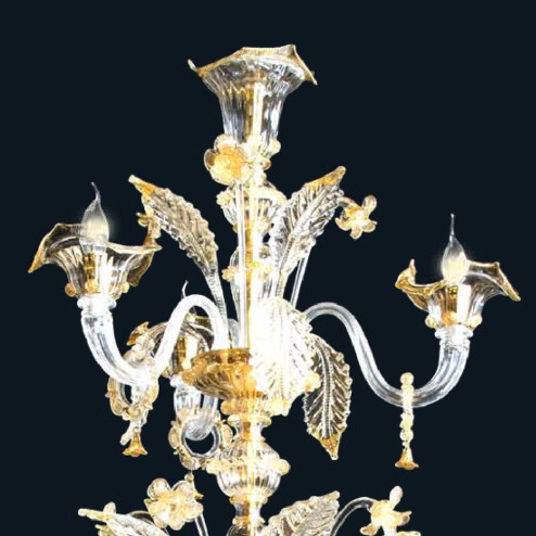 "Harvie" lustre en cristal de Murano - 12+6+3 lumières - transparent et or