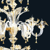 "Harvie" lampara de araña de Murano - 12+6+3 luces - transparente y oro
