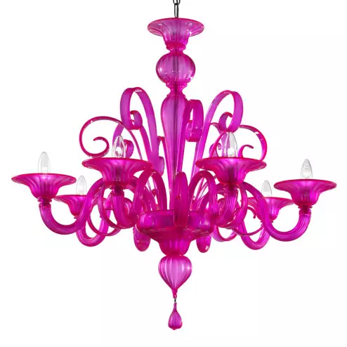 "Goldoni" fuchsia Murano glass chandelier