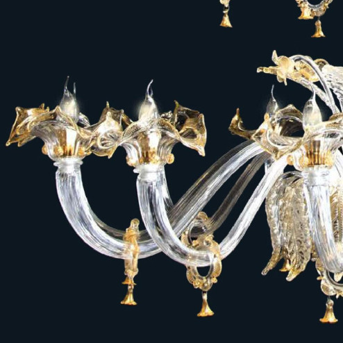 "Harvie" Murano glass chandelier - 12+6+3 lights - transparent and gold
