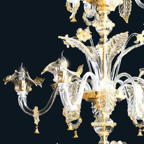 "Harvie" Murano glas Kronleuchter - 12+6+3 flammig - transparent und gold