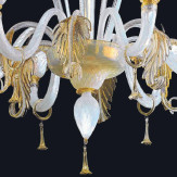 "Siyana" lampara de araña de Murano - 6 luces - blanco y oro