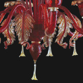"Siyana" Murano glass chandelier - 6 lights - red and gold