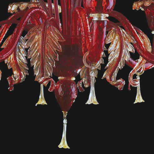 "Siyana" Murano glas Kronleuchter - 6 flammig - rot und gold