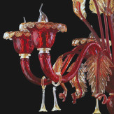 "Siyana" Murano glass chandelier - 6 lights - red and gold