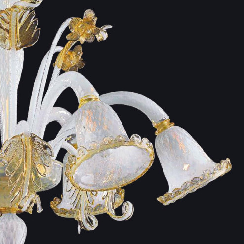"Lexi" lampara de araña de Murano - 6 luces - blanco y oro