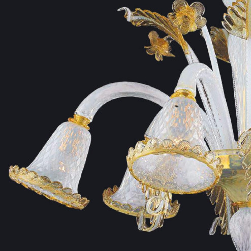 "Lexi" Murano glas Kronleuchter - 6 flammig - weiß und gold