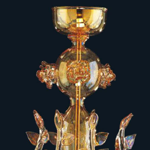 "Layla" Murano glass chandelier - 8 lights - transparent and amber