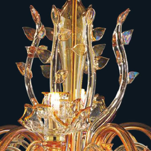 "Layla" Murano glas Kronleuchter - 8 flammig - transparent und bernstein