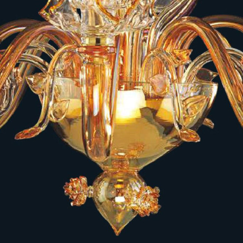 "Layla" lustre en cristal de Murano - 8 lumières - transparent et ambre
