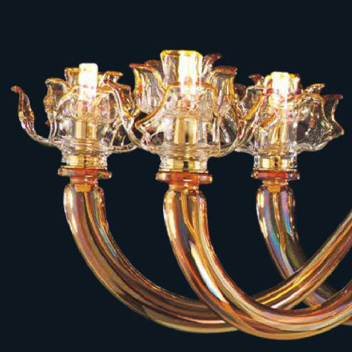 "Layla" lustre en cristal de Murano - 8 lumières - transparent et ambre