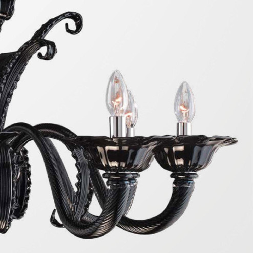 "Kenna" Murano glass chandelier - 8 lights - black