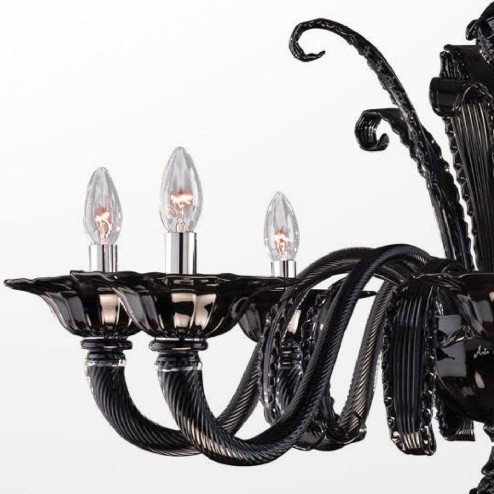 "Kenna" lustre en cristal de Murano - 8 lumières - noir