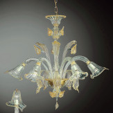 Laguna 5 luces lampara en cristal de Murano - color transparente oro