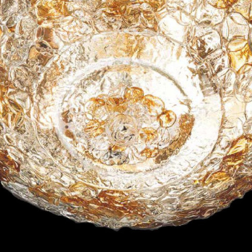 "Xander" plafonnier en verre de Murano - 3 lumières - transparent et ambre