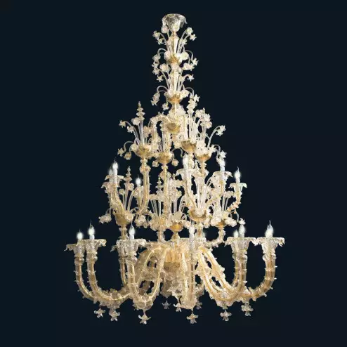 "Malachia" Murano glass chandelier - 12+8 lights - gold