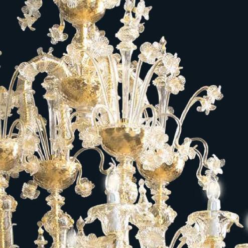 "Malachia" Murano glass chandelier - 12+8 lights - gold