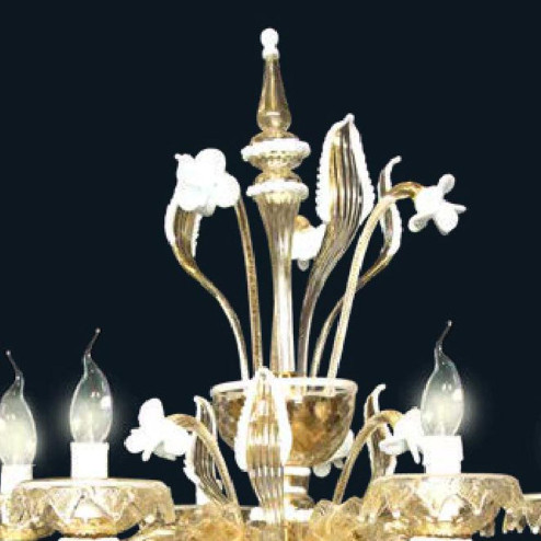 "Sierra" Murano glass table lamp - 6 lights - gold and white