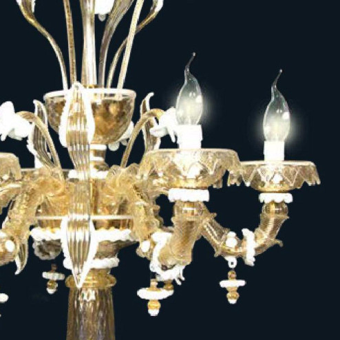 "Sierra" lampe de table en verre de Murano - 6 lumières - or et blanc