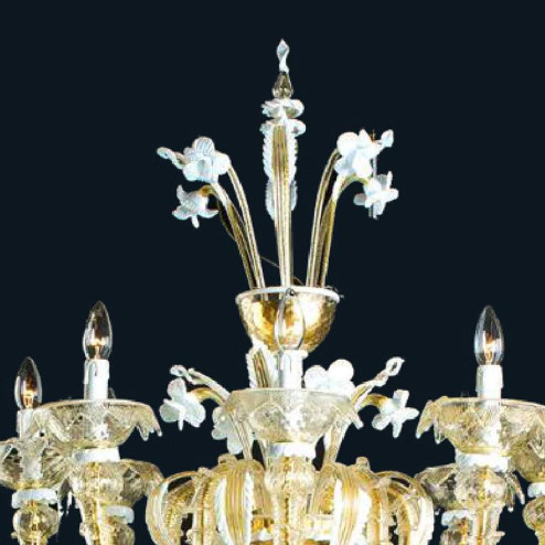 "Sierra" Murano glass floor lamp - 6 lights - gold and white