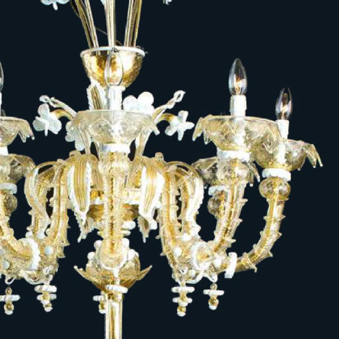 "Sierra" Murano glass floor lamp - 6 lights - gold and white