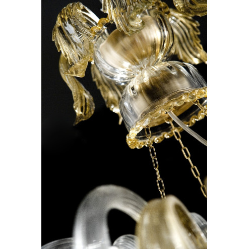 Laguna Murano chandelier en forme de panier - couleur transparent or