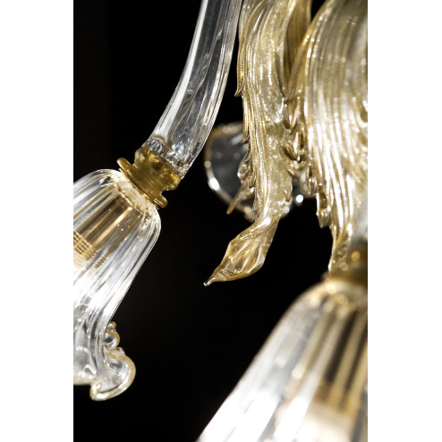 Laguna Murano chandelier en forme de panier - couleur transparent or