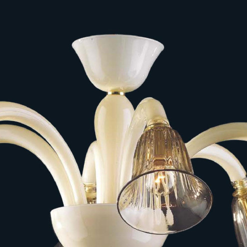 "Terry" lampara de araña de Murano - 6 luces - blanco y humo