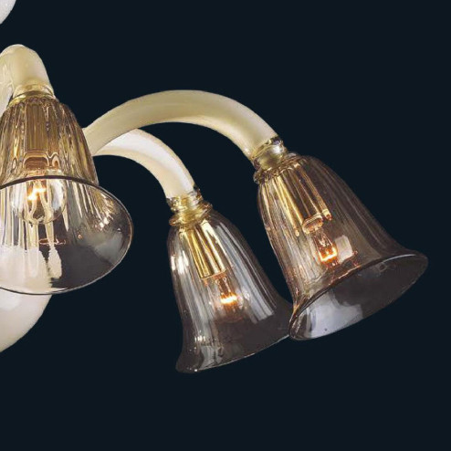 "Terry" Murano glass chandelier - 6 lights - white and smoke