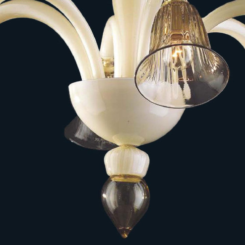 "Terry" Murano glass chandelier - 6 lights - white and smoke