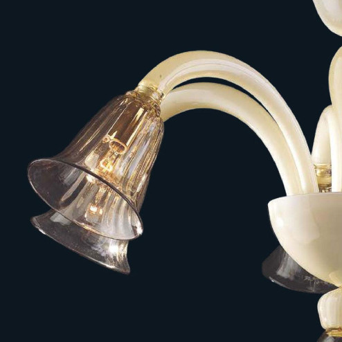 "Terry" lustre en cristal de Murano - 6 lumières - blanc et fumée