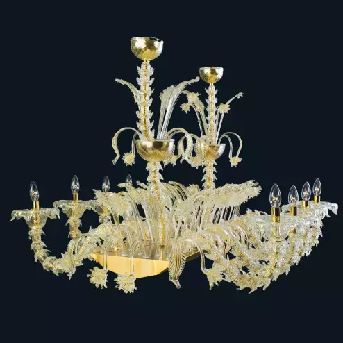 "Alvin" Murano glass chandelier - 8 lights - gold
