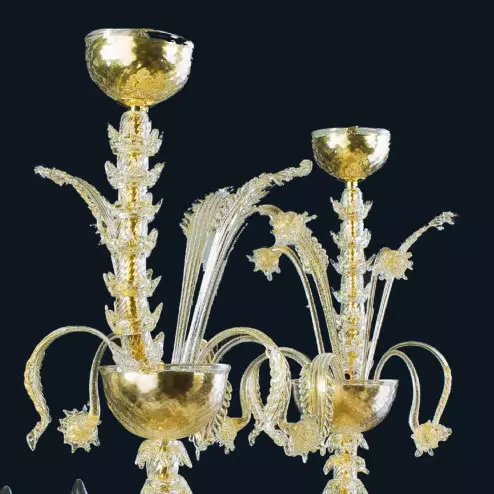 "Alvin" Murano glass chandelier - 8 lights - gold